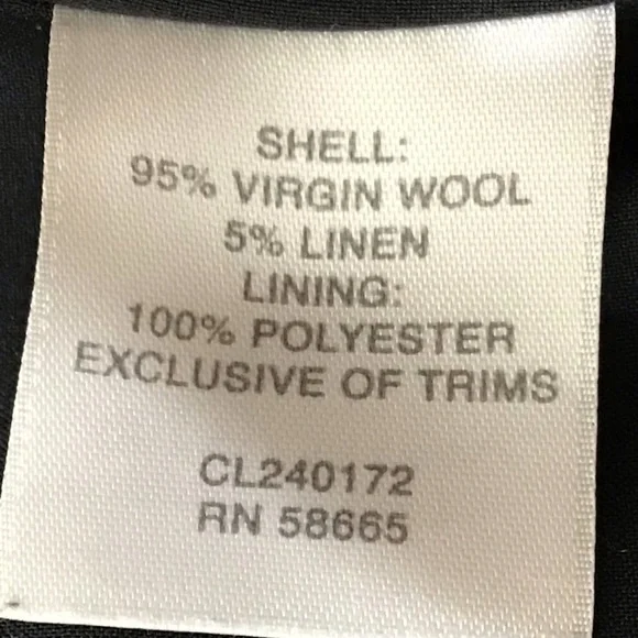 Classiques Entier Dark Blue Wool Linen Lined 3/4 Sleeve Blazer Jacket Size 8 - Picture 6 of 7